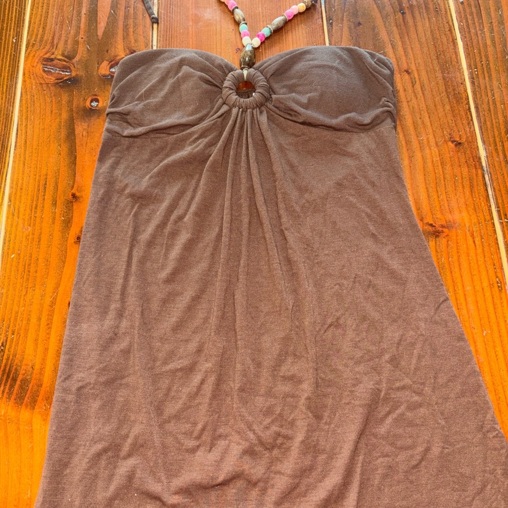 Rue21 Brown Strapless Ring-Front Tube Dress